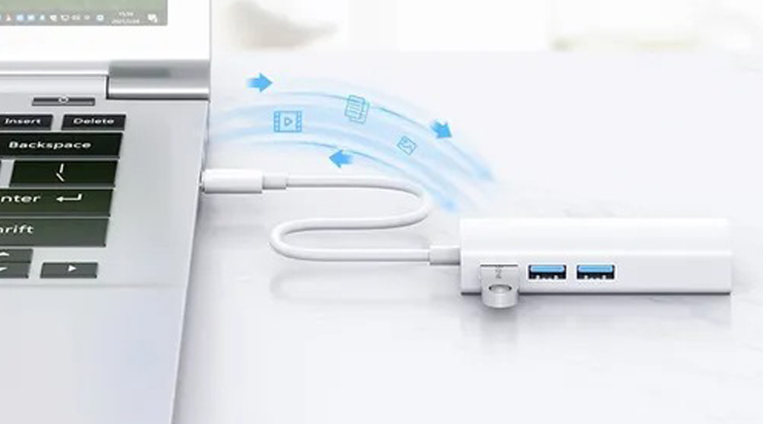 Adaptador Hub USB 4 en 1 Tipo C Ethernet Lan